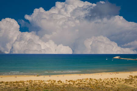 Summer view of Punta Aderci and Punta Penna beach, Vasto, Abruzzo in southern Italy, on Costa dei Trabocchi (Coast Of the Trabocchi)の写真素材