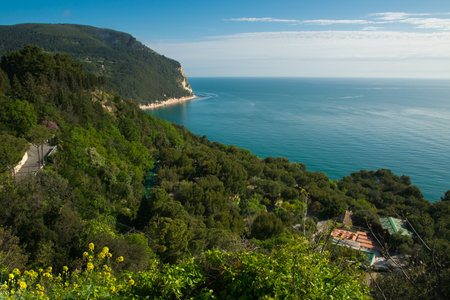 Marche region, Italy. Seascape of Conero during spring season, Siroloの写真素材