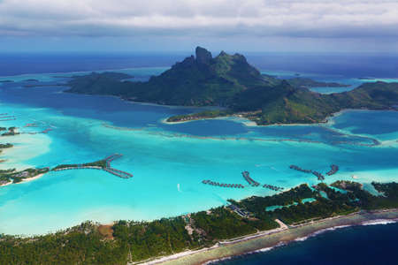 Bora Bora lagoon from the air, French Polynesiaの写真素材