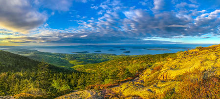 Sunset view of Cadillac Mountians and the Islandsの写真素材