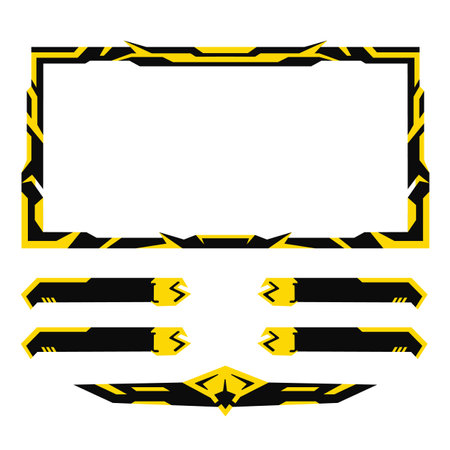 Yellow live streaming overlay border frame designのイラスト素材