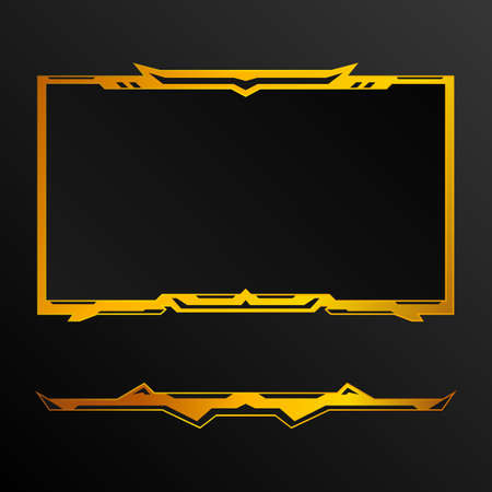 gaming interface live stream overlay golden border frame for video streamingのイラスト素材