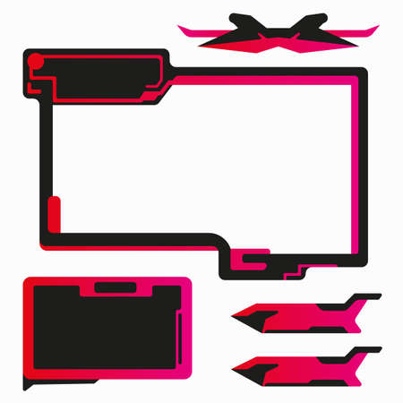 Live video streaming gradient border frame and alert panel and labels setのイラスト素材