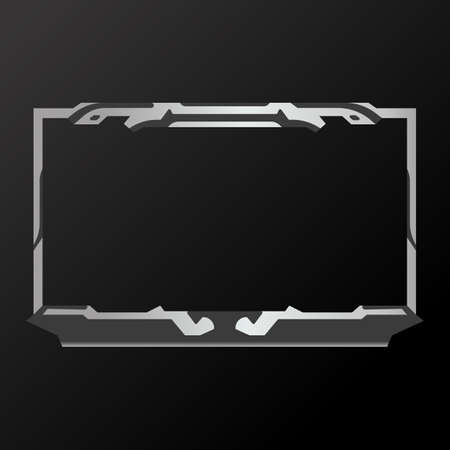 Metallic live stream overlay gaming interface border frame for video streamingのイラスト素材
