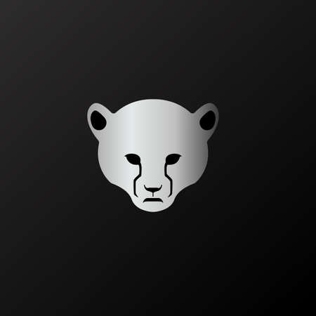 Cheetah cub head metallic silver gaming emblem style logoのイラスト素材