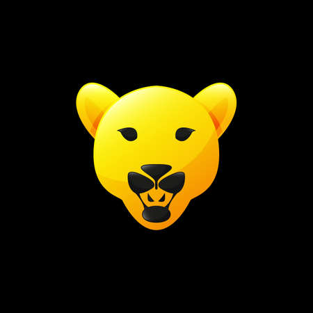 Leopard head gaming emblem style glossy gradient minimal logo designのイラスト素材