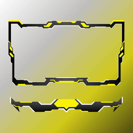 Abstract yellow theme game interface live stream overlay panel. Webcam overlay border frame for live video streaming.のイラスト素材