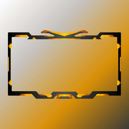 Golden live video streaming border frame. Gaming ui stream panel for broadcasting and streaming platforms.のイラスト素材