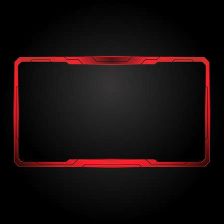 Red video border frame for live streaming, creative facecam overlay gaming ui panel for live broadcast.のイラスト素材