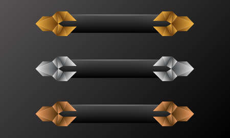 Royal lower third game interface medieval style banners. luxury gold, silver, bronze banners for decoration.のイラスト素材