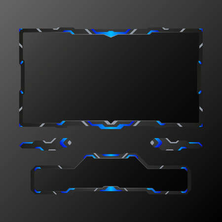 Live stream overlay futuristic technology game interface video screen panel, webcam overlay border frame for live video streaming and broadcasting platforms.のイラスト素材