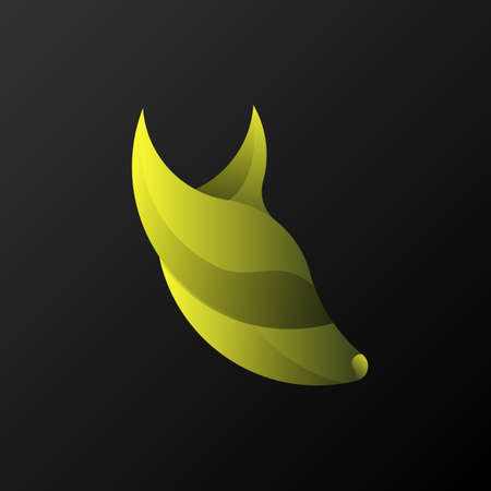 Abstract green gradient fox head minimal logo with golden ratioのイラスト素材