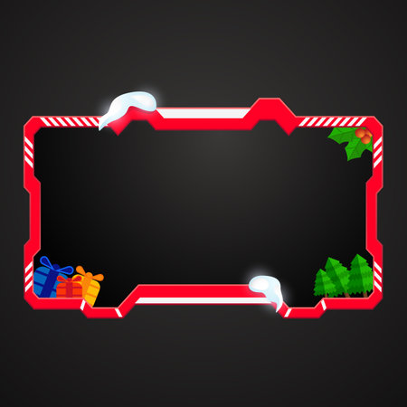 Christmas live stream overlay webcam border frame with snow effect for xmas celebration video broadcastのイラスト素材