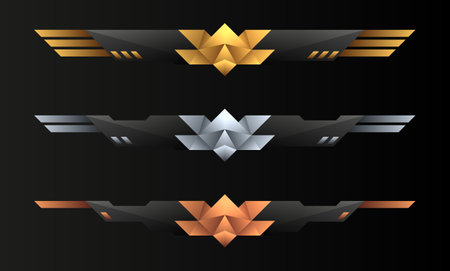Game level rank badge bars with gold, silver and bronze for game ui designのイラスト素材