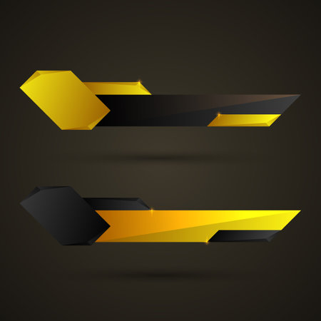 Abstract gold and black lower third banners for live breaking news and video streaming title. Luxury golden labels for video broadcast.のイラスト素材