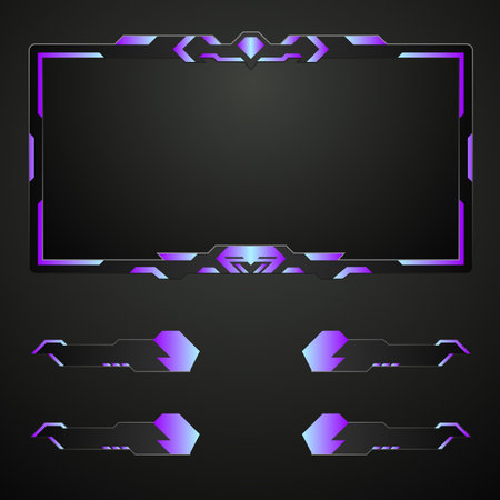 Modern live stream overlay panel for video broadcast. Gaming interface webcam border frameのイラスト素材