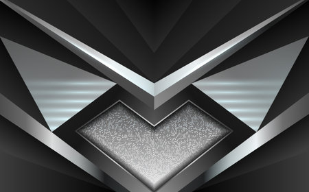 Abstract black and silver metal shapes background with light effectのイラスト素材