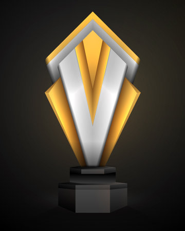 Luxury gold and silver award trophy on black backgroundのイラスト素材