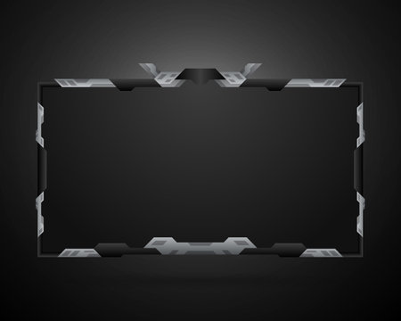 Black and metal border futuristic game overlay screen interface panel for video streaming and broadcastingのイラスト素材