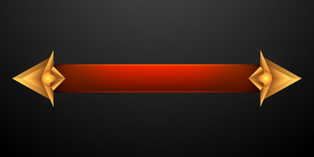 Gold and red vintage style game title banner bar templateのイラスト素材