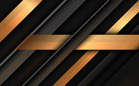Abstract black and gold modern geometric lines backgroundのイラスト素材