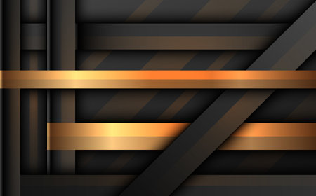 Abstract black and gold geometric stripes modern backgroundのイラスト素材