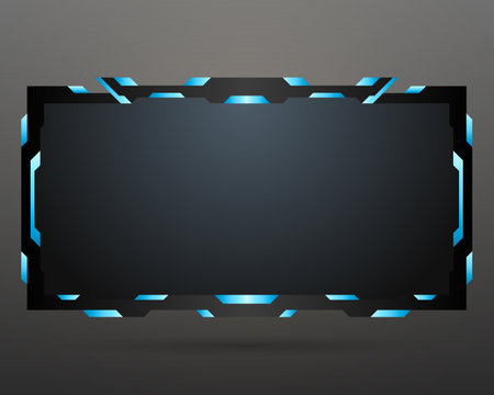 Abstract blue and black streaming overlay game screen interface panelのイラスト素材