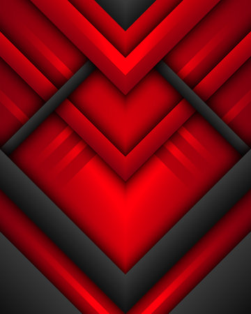 Abstract black and red metal shapes technology backgroundのイラスト素材