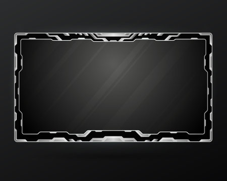 Abstract silver border live stream overlay webcam screen gui panel for video broadcastのイラスト素材