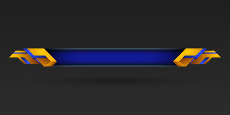 Abstract golden border blue lower third game interface screen title bannerのイラスト素材