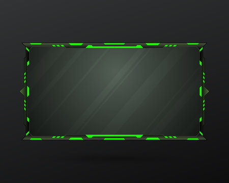 Neon green and black stream overlay game screen gui panel template for video broadcastのイラスト素材