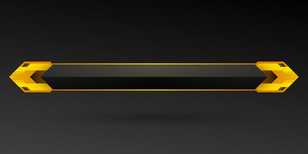 Futuristic golden yellow border game interface screen title lower third banner templateのイラスト素材