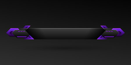 Futuristic black lower third game interface screen title banner with gradient purple bordersのイラスト素材