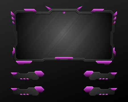 Abstract black and pink border game overlay screen panel for live video streaming and broadcastingのイラスト素材