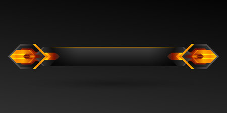 Futuristic black and gold border lower third game interface screen title bannerのイラスト素材