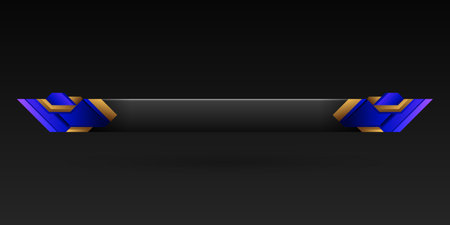 Luxury blue and gold border lower third game gui screen title banner templateのイラスト素材