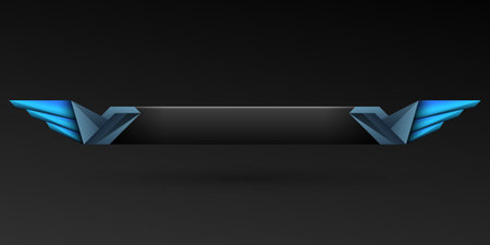 Fantasy blue wings border lower third game interface screen title banner bar templateのイラスト素材