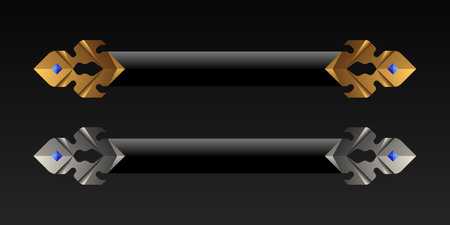 Elegant gold and silver fantasy game gui lower third title bannersのイラスト素材