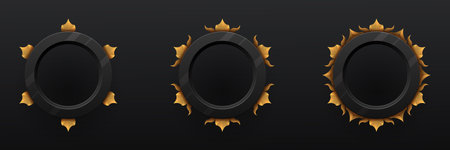 Fantasy black and gold game avatar banner border frames for game ui designのイラスト素材