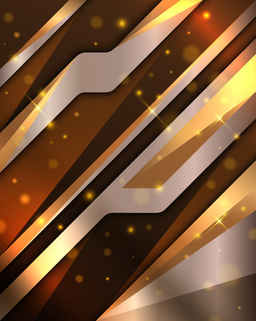 Brown and gold abstract shape background with bokeh light effectのイラスト素材