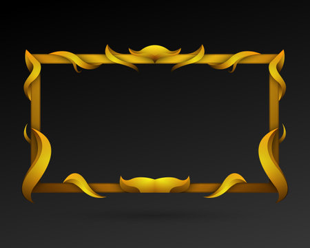 Vintage style elegant gold rectangular border frame templateのイラスト素材