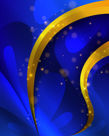 Abstract blue elegant background with gold glow effect linesのイラスト素材