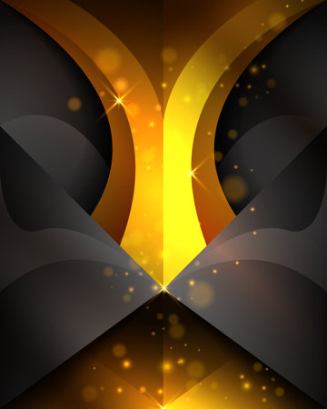Abstract black and gold geometric shape background with gold glitter effectのイラスト素材