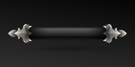 Fantasy black and metal border game gui screen title banner on black backgroundのイラスト素材