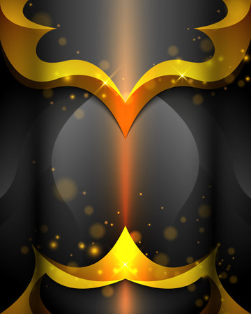 Elegant Black and Gold Background with Enchanting Golden Light Bokeh Effectのイラスト素材