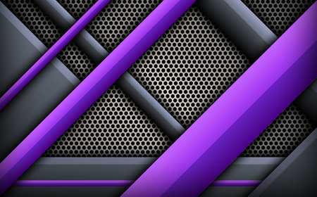 Abstract Metal and Purple Gaming Banner Backdrop, Futuristic Dark Background Design for Gamers and Streamersのイラスト素材