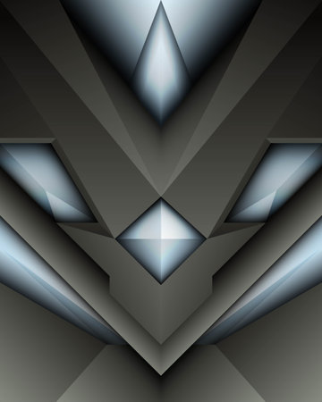 Abstract Metal Black and Silver Geometric shape gaming Technology Surface Backgroundのイラスト素材
