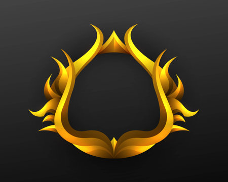 Abstract shape vintage style elegant golden border frame on black backgroundのイラスト素材