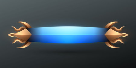 Neon Blue and Gold Game Title Banner Lower Third for Fantasy Game UI Designのイラスト素材