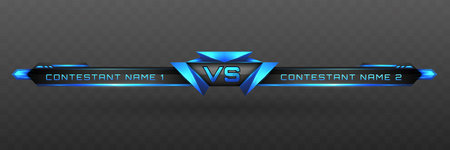 Versus Lower Third in Metallic Black and Neon Blue for Esports, Gaming, and Sports Broadcastsのイラスト素材